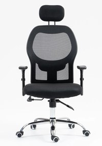 Scaun ergonomic, sezut, spatar, tetiera Mesh, Negru