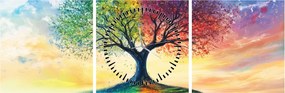 Tablou – Arbore pictat al anotimpurilor (cu ceas) (90x30 cm)