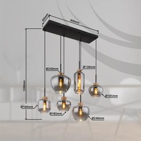 Globo 15549-6H - Lustru suspendat pe cablu MATT 6xE27/40W/230V, negru