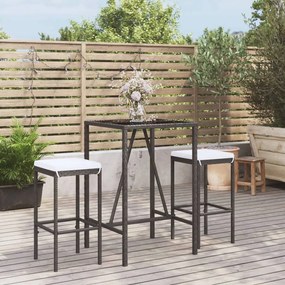 3187631 vidaXL Set mobilier bar de grădină cu perne, 3 piese, negru, poliratan