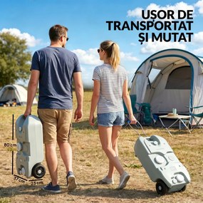 Rezervor Outsunny 40L Camping Robinet Roți | Aosom Romania