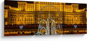 Tablou - Palatul Parlamentului, București, România (cu ceas) (90x30 cm)