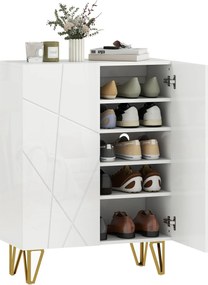 HOMCOM Dulap pentru încălțăminte cu 2 uși, raft pentru pantofi, depozitare cu 3 rafturi reglabile 72 x 31,5 x 95 cm, Alb | Aosom Romania