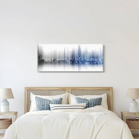 Tablou - Panorama orașului, albastru-gri (120x50 cm)