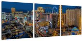 Tablou cu Las Vegas nocturn (cu ceas) (90x30 cm)