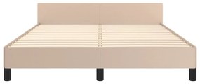 Cadru de pat cu tablie, cappuccino, 140x200 cm, piele ecologica Cappuccino, 140 x 200 cm, Design simplu