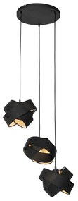 Lampă modernă cu pandantiv neagră cu 3 lumini - Cloth