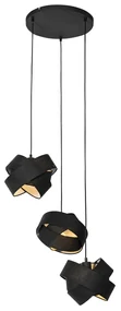 Lampă modernă cu pandantiv neagră cu 3 lumini - Cloth