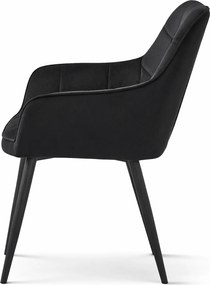 Fotoliu de sufragerie VARSI VELVET cu picioare negre, negru