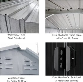 RESIGILAT- Magazie de Gradină, Oțel Galvanizat, Uși Duble, Gri Antracit,312.8x248.2x194 cm,