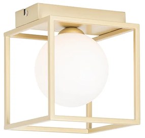 Plafoniera de design aurie cu sticlă albă - Aniek