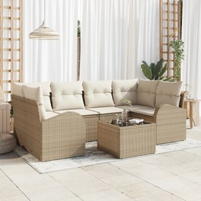vidaXL Set de canapele pentru grădină 7 pcs Bej 55 x 55 x 37 cm