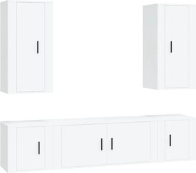 vidaXL Set dulap TV, 5 piese, alb, lemn prelucrat