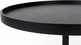 Măsuță de cafea neagră rotundă cu blat cu aspect de lemn de stejar ø 70 cm Yuri L – White Label