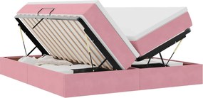 vidaXL Pat cu saltea și spațiu de depozitare Roz 180 x 200 cm Catifea