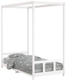 834517 vidaXL Cadru de pat pentru copii, alb, 90x190 cm, lemn masiv de pin