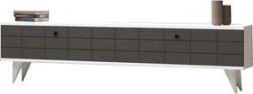 Comoda TV Alberi, alb/gri antracit, PAL melaminat, 160x25x35 cm