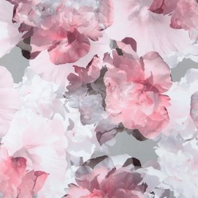 Perdea vintage roz, pe clești, cu motiv floral Lungime: 250 cm