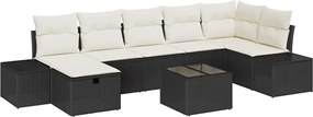 vidaXL Set de canapele pentru grădină cu pernă 8 pcs Negru poliratan