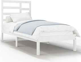 vidaXL Cadru de pat single, alb, 90x190 cm, lemn masiv