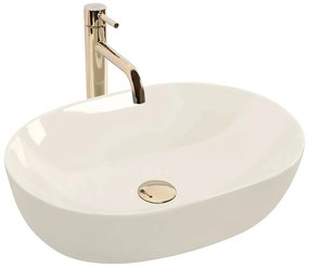 Lavoar pe blat Rea Lisa oval 49 cm ecru lucios