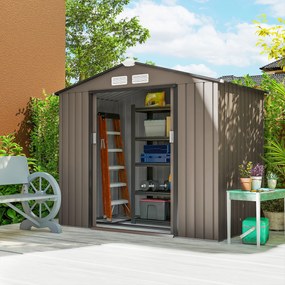 Outsunny Căsuță de Grădină pentru Unelte, 213x130x185 cm, Maro | Aosom Romania