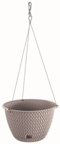 Ghiveci decorativ cu lant, rotund,​​​​​​​ cafeniu, 23x14.5 cm, Splofy WS