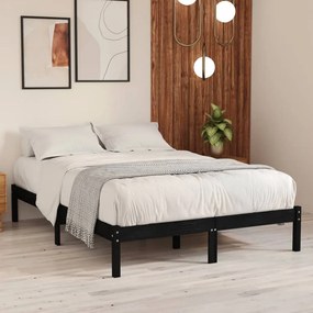 810041 vidaXL Cadru de pat, negru, 200x200 cm, lemn masiv de pin
