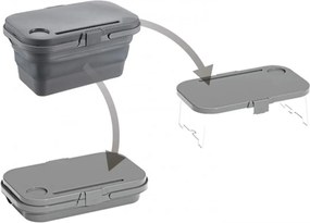 Coș de picnic, pliabil, 3 în 1, gri, masă portabilă, recipient și cutie multifuncțională, 15L, KP03SZ, eCarla