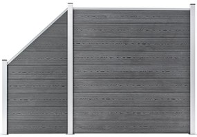 vidaXL Set panouri gard, 1 pătrat + 1 oblic, gri, 273x186 cm, WPC