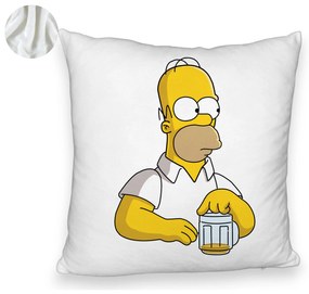 Perna Decorativa Fluffy, Model Simpsons Homer, 40x40 cm, Alba, Husa Detasabila, Burduf