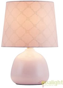 Veioza, lampa de masa, finisaj roz, diametru 18cm, Ellie 4384 RX