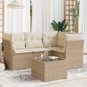 vidaXL Set canapele de grădină cu perne, 5 piese, bej, poliratan