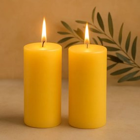 Set de lumânări , 25 cm, Ø 10 cm, galben, 2 buc
