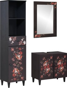 vidaXL Set dulap baie cu sertar Pe perete 3 pcs Lemn de mango solid