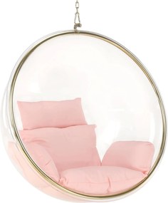 Scaun suspendat BUBBLE NEW TIP 1, auriu/roz, otel/stofa clasica, 106x6