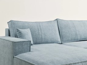 Colțar albastru deschis extensibil/cu spațiu de depozitare cu tapițerie din chenille (în formă de "U") Kyoto – Maison de Rêve