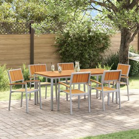 vidaXL Set de dining pentru grădină , 7 piese, din lemn solid de acacia și metal