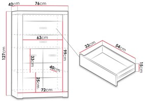 Comodă Nadenas N6 (Stejar craft Alb) . 1103657