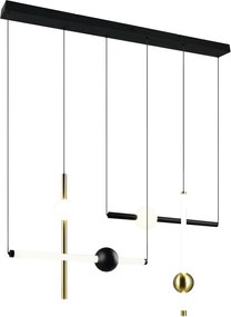 Lustră neagră/aurie LED cu intensitate reglabilă Melita – Trio