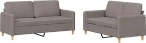 vidaXL Set de canapea cu perne, 2 piese, gri taupe, material textil