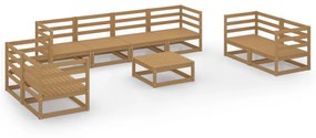 Set mobilier de gradina, 9 piese, maro miere, lemn masiv de pin maro miere, 1, nu
