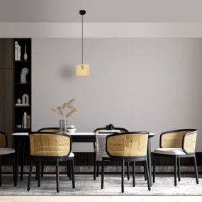 Lustră pe cablu ALBA 1xE27/15W/230V d. 20 cm ratan/negru