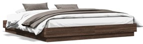 3209771 vidaXL Cadru de pat cu lumini LED, stejar maro, 200x200 cm