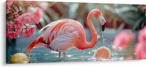 Tablou - Flamingo în iaz (120x50 cm)