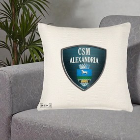 Perna Personalizata CSM Alexandria Fotbal, 40x40 cm, Crem Reliefat, Husa Detasabila, Perna Inclusa, BEKZ®