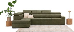 Colțar extensibil pentru dormit Modeno Maxi stânga - catifea verde ușor de curățat Zetta 297