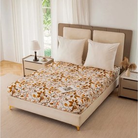 Cearsaf din microfibra BIRDS PUMPKIN maro 180x200 cm