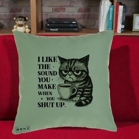 Perna Decorativa I Like the Sound You Make Pisica, 40x40 cm, Verde, Husa Detasabila, Perna Inclusa, BEKZ®