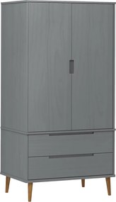 vidaXL Șifonier "MOLDE", gri, 90x55x175 cm, lemn masiv de pin